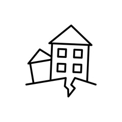 Earthquake outline icons, minimalist vector illustration ,simple transparent graphic element .Isolated on white background