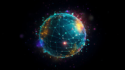 Spherical network structure, creating a futuristic or abstract look