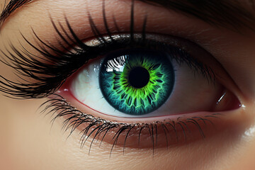Fototapeta premium elegance woman beautiful eye with a bright green сreated with Generative Ai