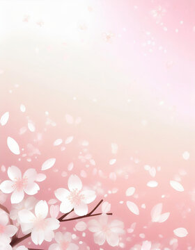 【縦写真】桜の花びらが舞う背景素材