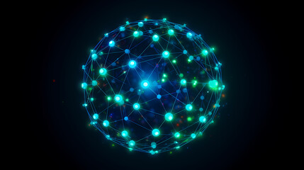 Spherical network structure, creating a futuristic or abstract look