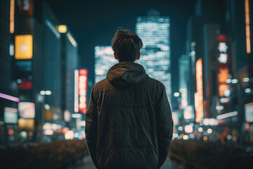 男性, 男性の後ろ姿, 都会, 都市, 都市を見る男性, 男性のシルエット, Male, Male Back View, Urban, City, Urban Viewing Male, Male Silhouette