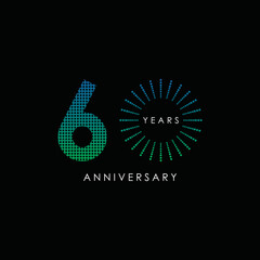 60 th anniversary logo gradation. on black background