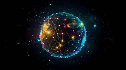 Spherical network structure, creating a futuristic or abstract look