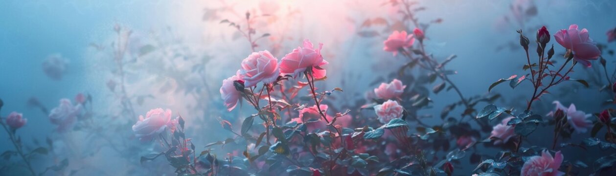 Roses shrouded in mist