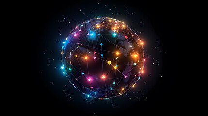 Obraz premium Spherical network structure, creating a futuristic or abstract look