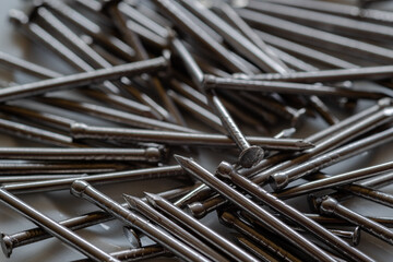 Macro shot of a pile of silver nails 2