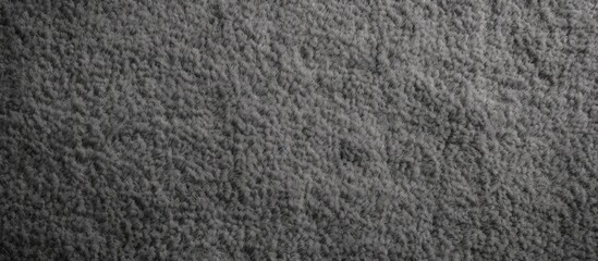 A detailed black and white photo showcasing the textured surface of a monochrome grey carpet. The image is taken from above, highlighting the intricate patterns and variations in the carpet fibers.