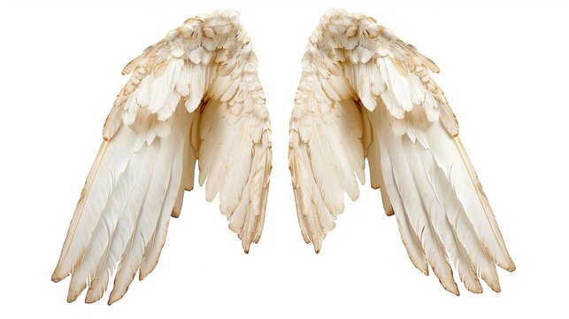 Angel wings with a portion clipped, isolated on a white background