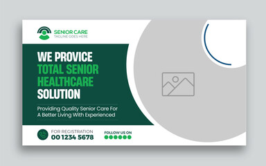 In-home senior health care youtube thumbnail and web banner template design