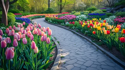 Meubelstickers tulip field in spring © Artworld AI