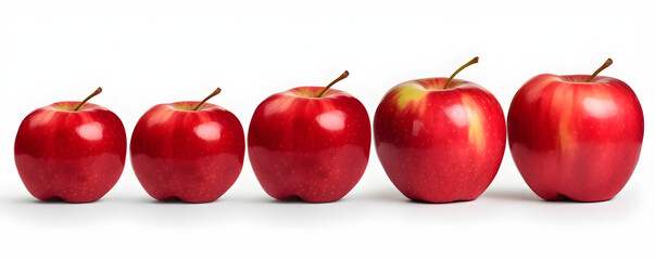 Row of Apples, White Background