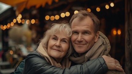 A multiracial man and woman embracing each other in a warm and affectionate hug