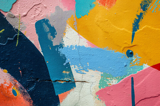 Abstract Color Play - Vibrant Graffiti Wall with Eclectic Paint Strokes