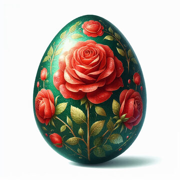 Easter egg with decoration roses