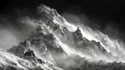 Papier Peint photo Alpes Black and white glacier