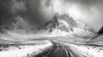 Foto op Canvas Snowy mountain landscape © Annette