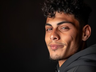 Obraz premium A close up view of a multiracial person wearing a hoodie