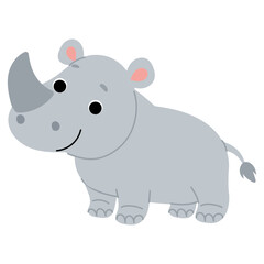 cute rhinoceros smile with big eye cartoon for kids illustration
