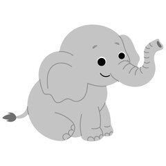 cute elephant with big eye cartoon for kids illustration