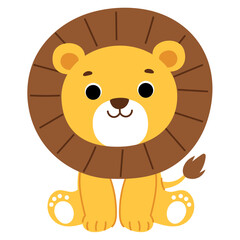 cute lion with big eye cartoon for kids illustration