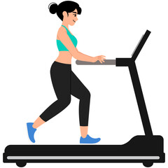 Fototapeta premium woman walking on treadmill for exercise illustration