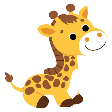 cute giraffe with big eye cartoon for kids illustration