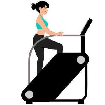 woman walking on stepmill for exercise illustration