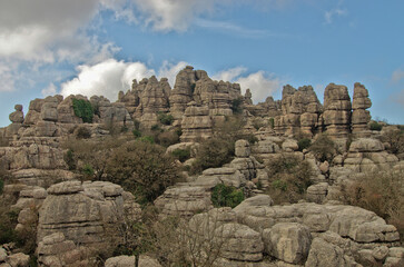 Paisajes rocosos del parque natural del Torcal en Antequera Máñaga