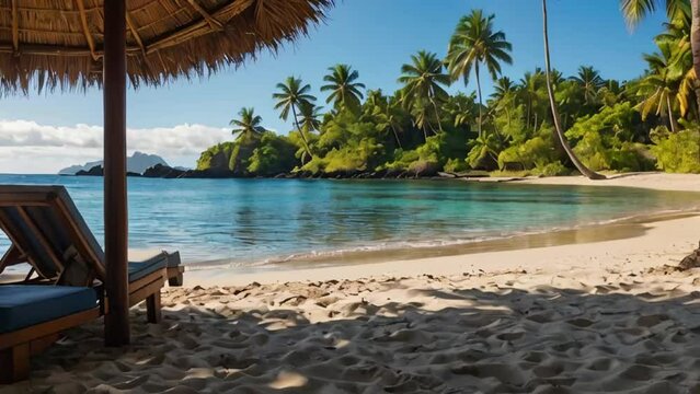 Gorgeous beach on Fiji island resort recreation

