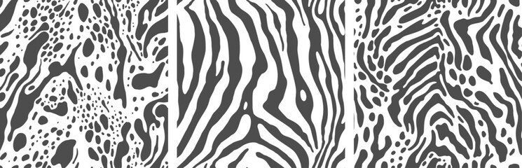 Set of zebra skin pattern, seamless textures for design and print. - 754868051