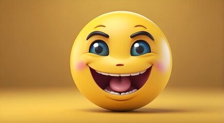 Fototapeta premium smile emoji with yellow color ,open mouth and bright eyes