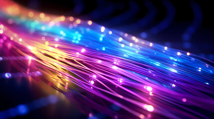 Obraz premium Colorful abstract background representing fiber optics and communication over the internet concept