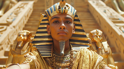 Portrait of an ancient Egyptian pharaoh king. (AI generated ) 