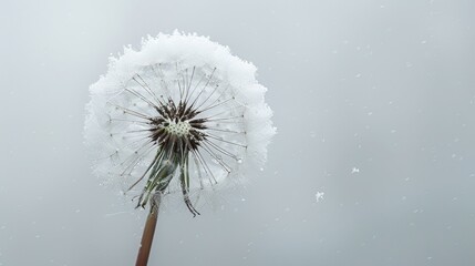 Dreamy of Dandelion Seed Head on White Background