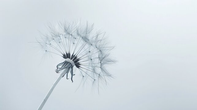 Dreamy of Dandelion Seed Head on White Background