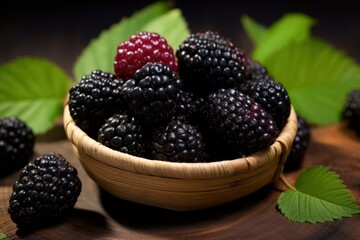 Antioxidant-rich Organic mulberry. Health dessert food. Generate Ai