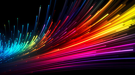 Close-up macro photography of colorful fiber optics on scene