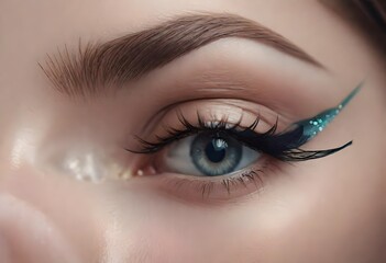 woman applying mascara to her eye, beautiful eye makeup tutorial