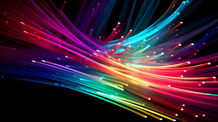 Fototapeta na wymiar Close-up macro photography of colorful fiber optics on scene