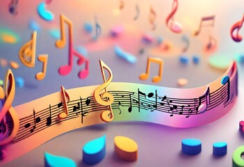 music notes background, musical notes in soft color 