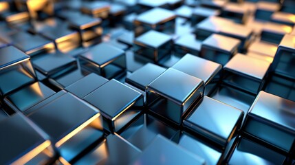 Abstract high-tech background, 3d illustration with abstract high-tech background with metal square blocks