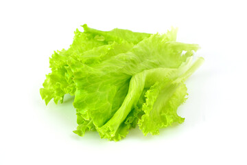 leaves of green salad isolated on white background close up