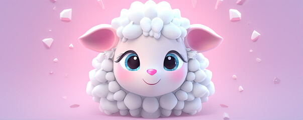 Cute cartoon sheep with big innocent eyes