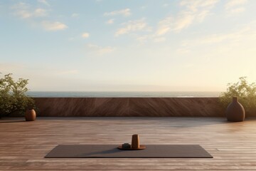 Serene Outdoor yoga mockup background. Body relax. Generate Ai