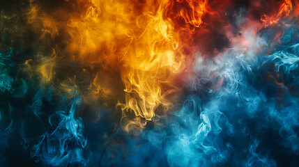 Fototapeta premium Colorful Explosion of Abstract Smoke Art, Dynamic Background with Bright Blue and Red, Creative Design Concept