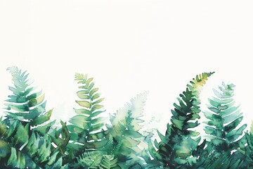 Obraz premium A painting featuring vibrant green leaves set against a clean white background, showcasing the beauty of nature captured in art.