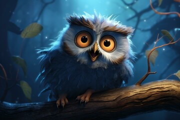 Fototapeta premium Vivid Owl portrait. Bird eye beak. Generate Ai