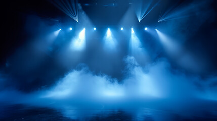 A dark empty blue background with smoke float up the interior texture.