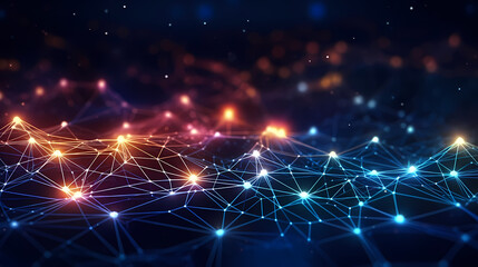 Obraz premium Cyberspace connection, abstract digital network on the background of futuristic particles and data technology